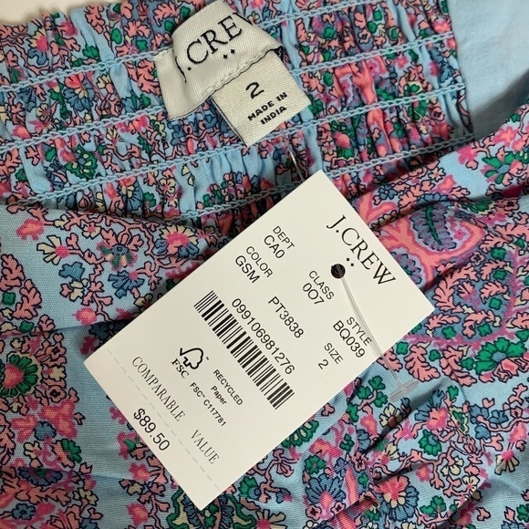 J Crew Paisley Sweetheart Neckline Top size 2 - Picture 11 of 16